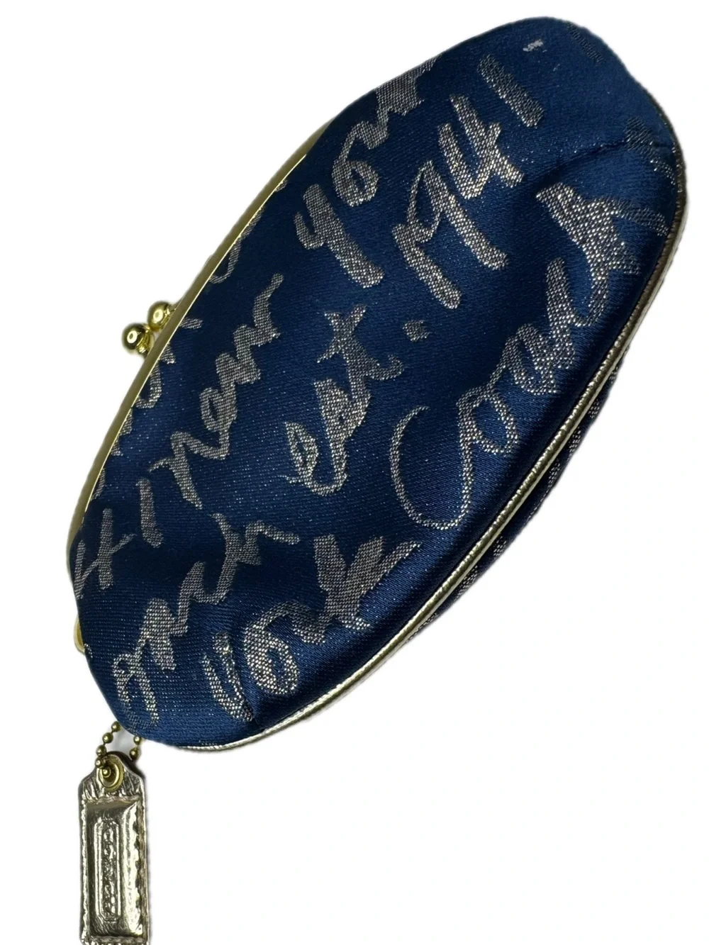 Coach Y2K Poppy Signature Script Kisslock Navy Frame Coin Bag Purse F61036 EUC